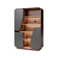 **Technische titel in het Nederlands: Moderne houten kast met verlichting en afgeronde hoeken**
