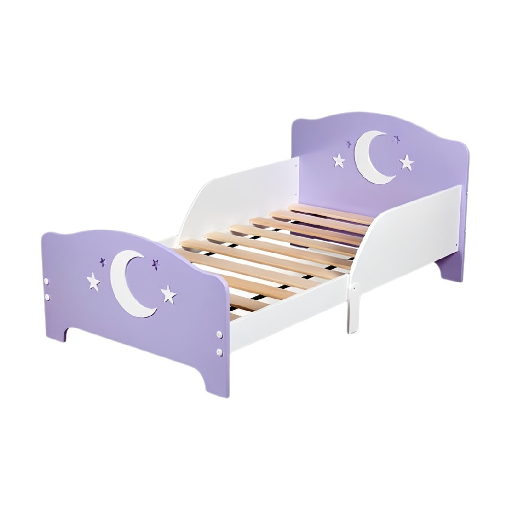 **Technische titel in het Nederlands: "Jongensbed met Sterren en Maanontwerp - Paars en Wit"**